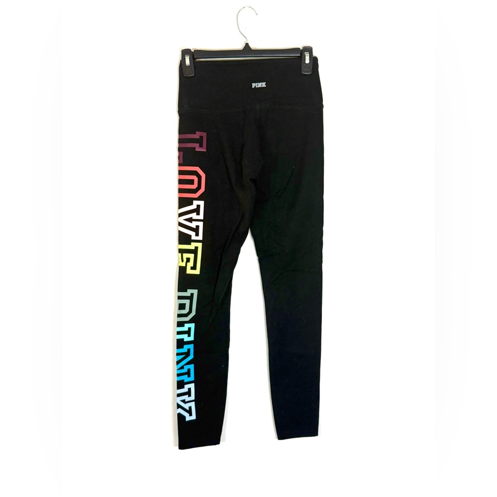 PINK Victoria's Secret Black Leggings with Multicolor LOVE PINK